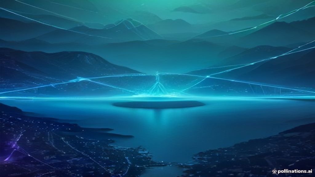 A conceptual visual representation of a smart contract on a blockchain network.